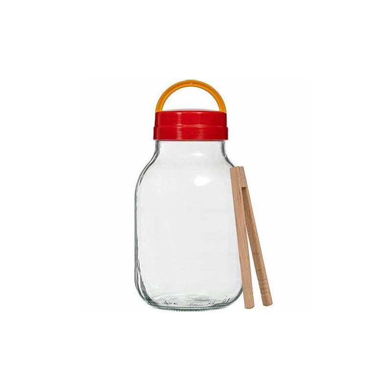 Słoik 4l z plastikową zakrętką i szczypcami Słoik 4l z plastikową zakrętką i szczypcami